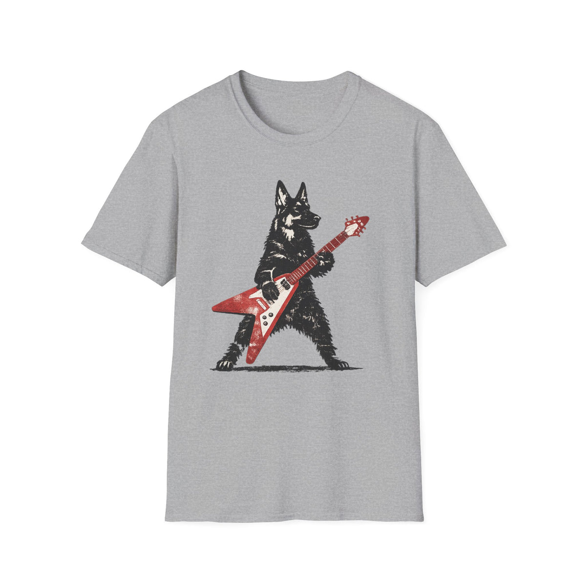 Rocking German Shepherd with Flying V T-Shirt