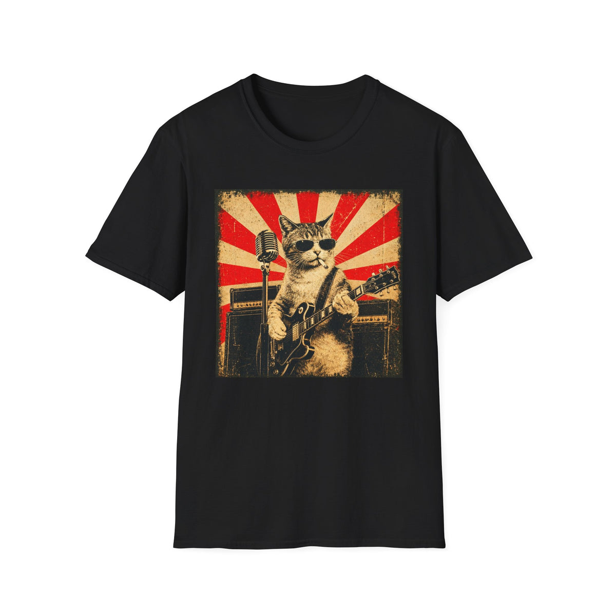Cool Cat Playing Guitar T-Shirt