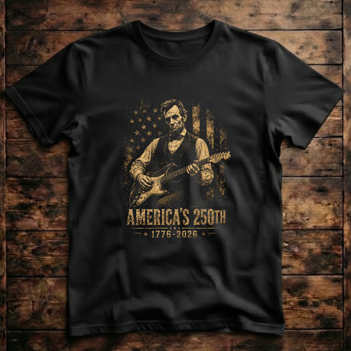Abraham Lincoln Playing Guitar 4th July 250th Anniversary T-Shirt