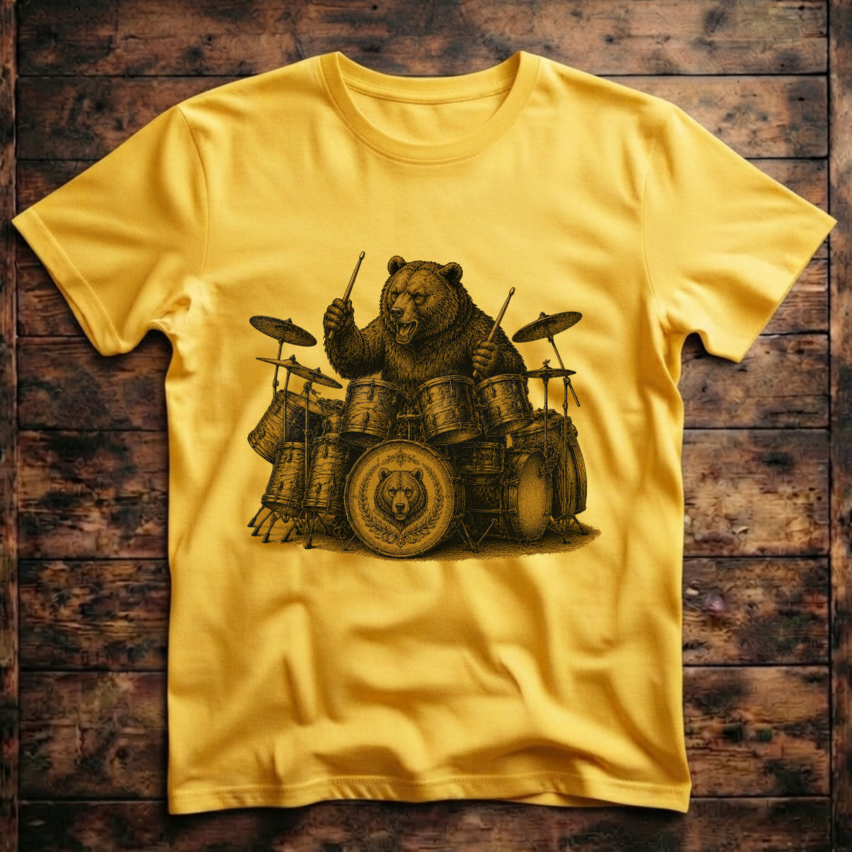 A Cool Bear playing the Drums T-Shirt