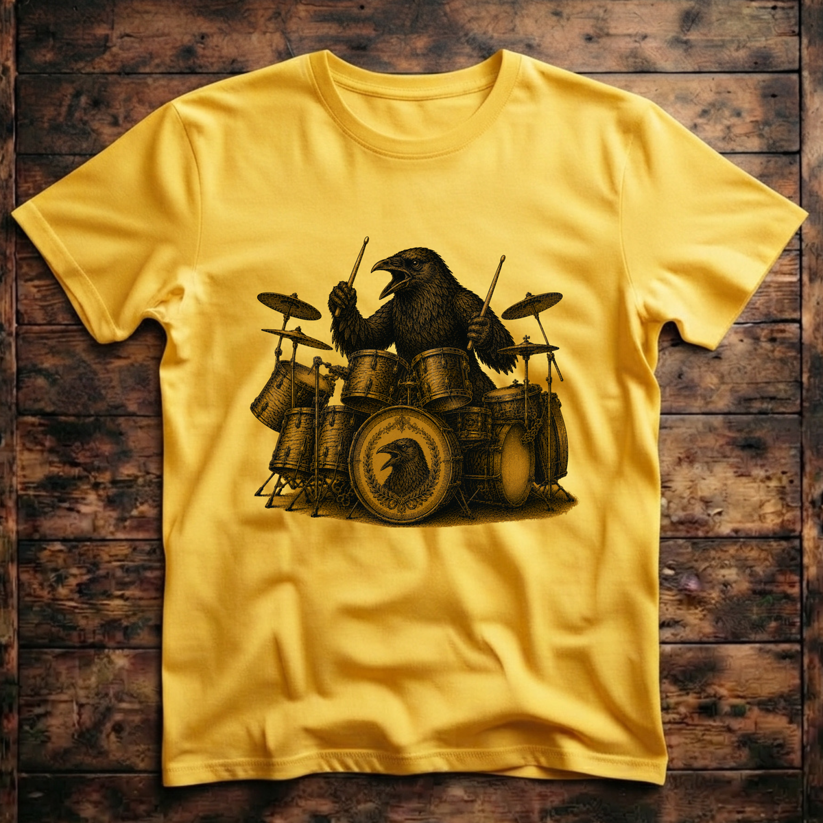 A cool Crow playing the drums T-Shirt