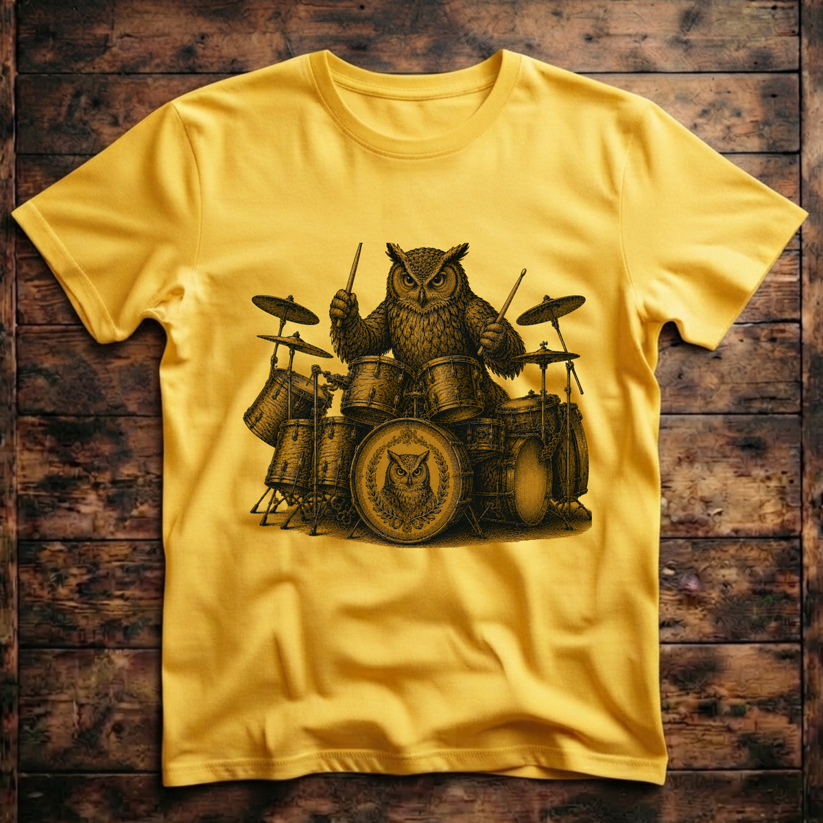 A cool Owl playing the drums T-Shirt