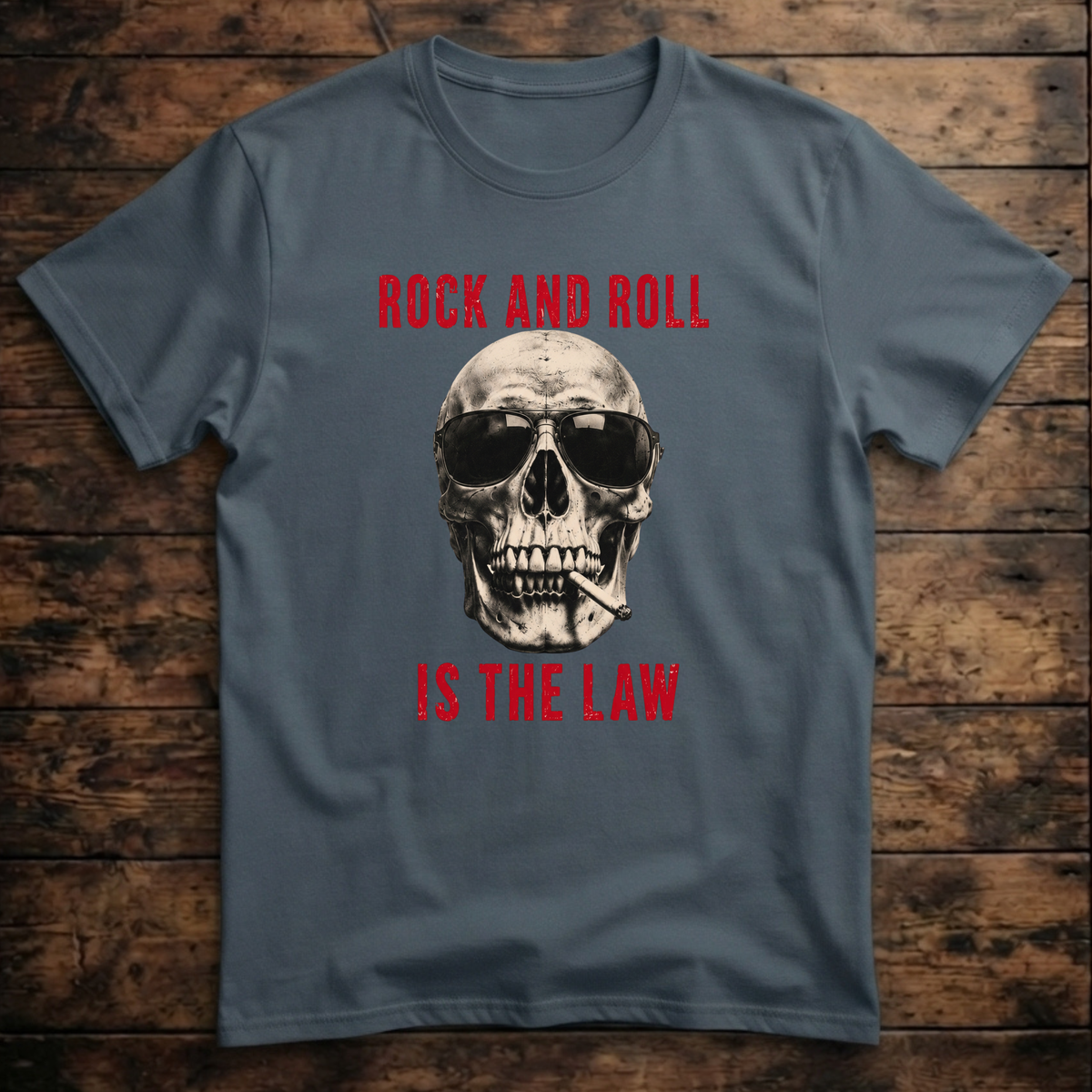 Rock And Roll Is The Law Skull T-Shirt