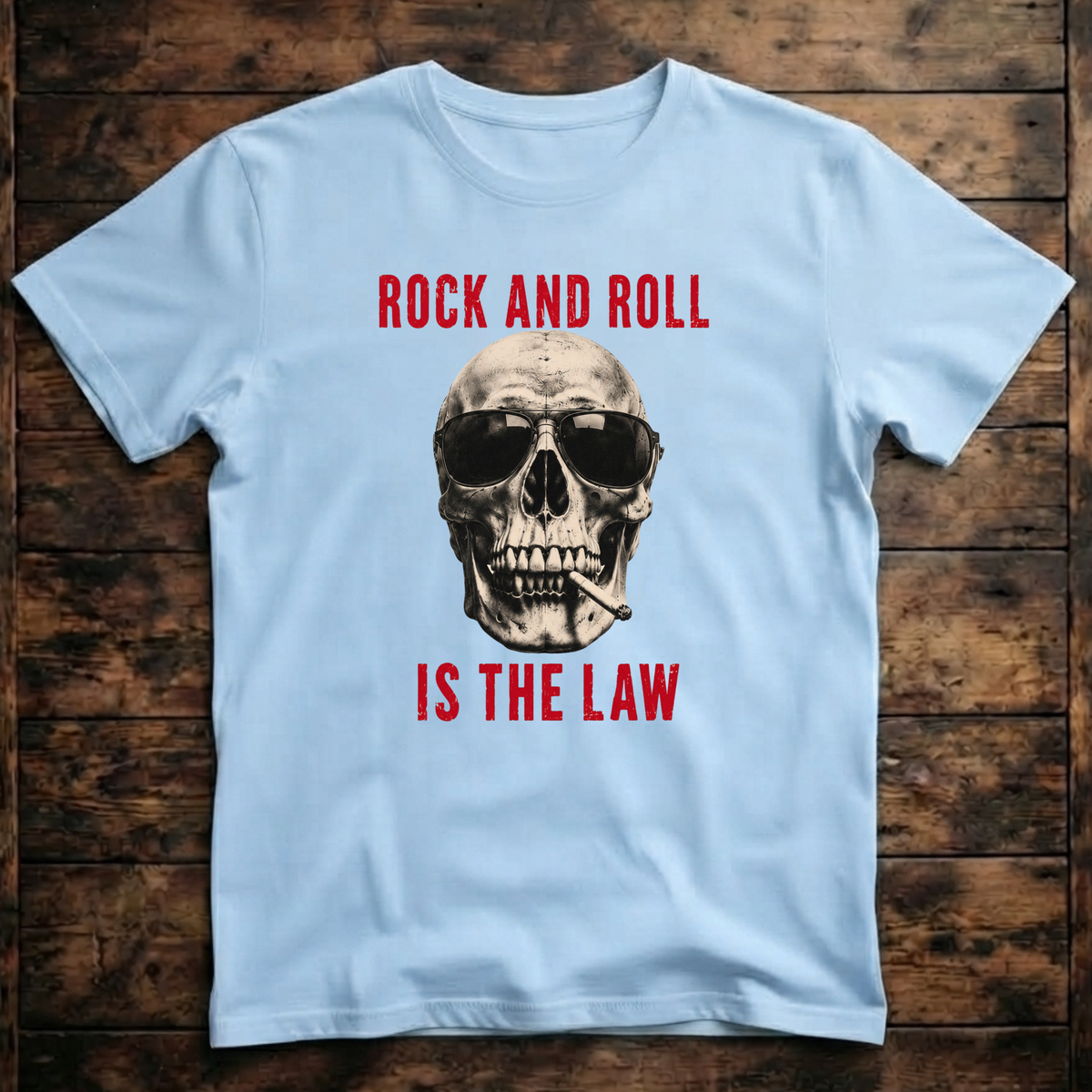 Rock And Roll Is The Law Skull T-Shirt