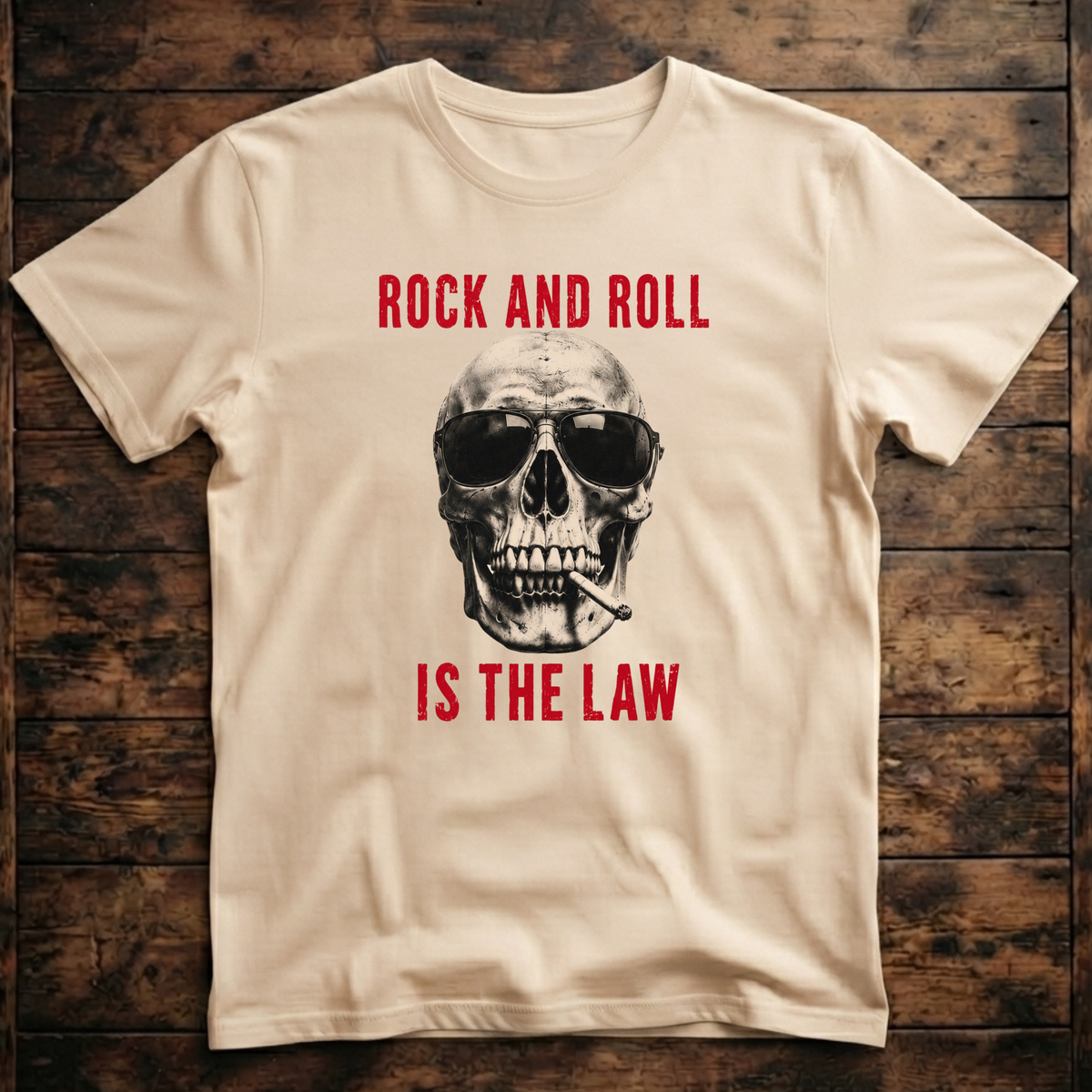 Rock And Roll Is The Law Skull T-Shirt
