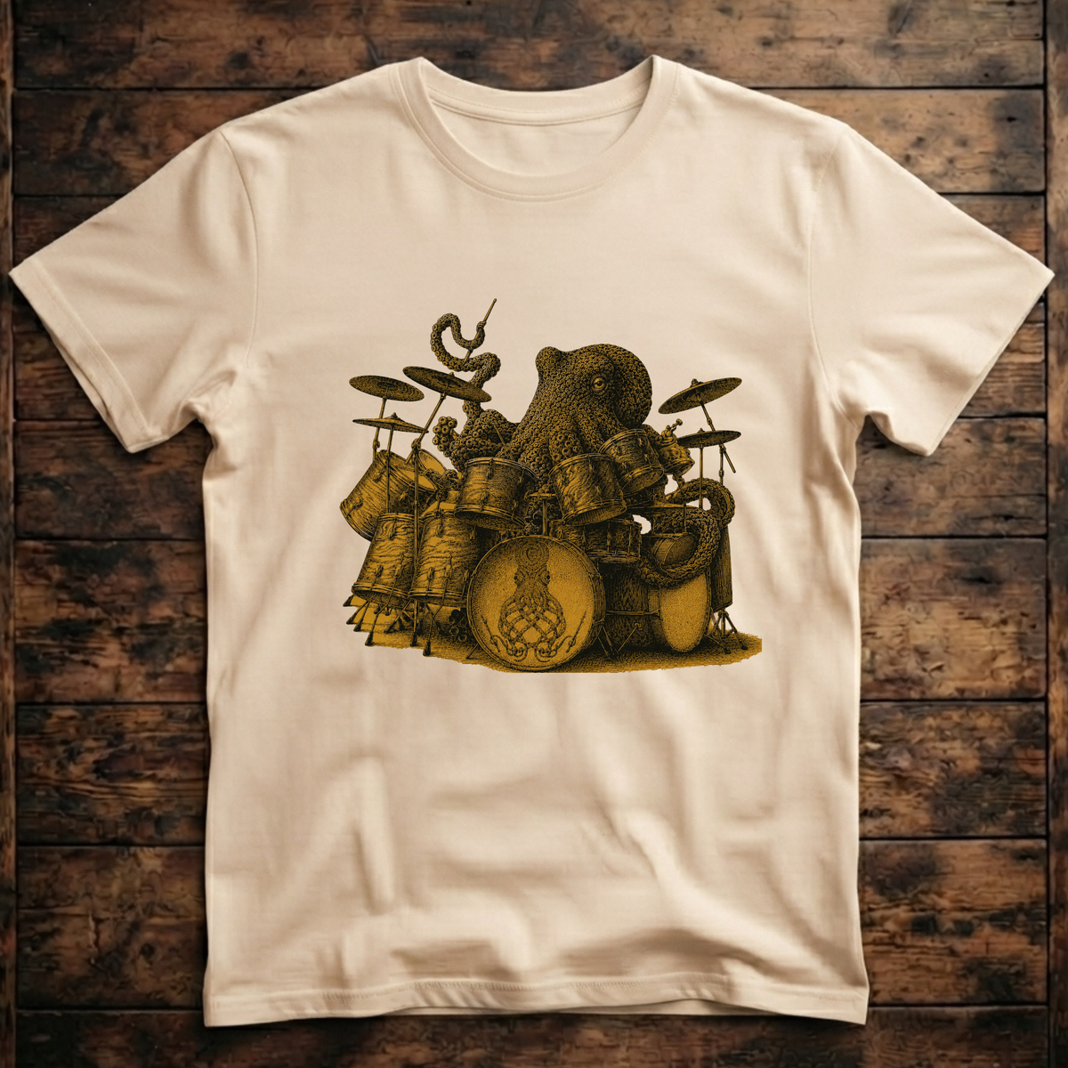 A Cool Octopus playing the Drums T-Shirt