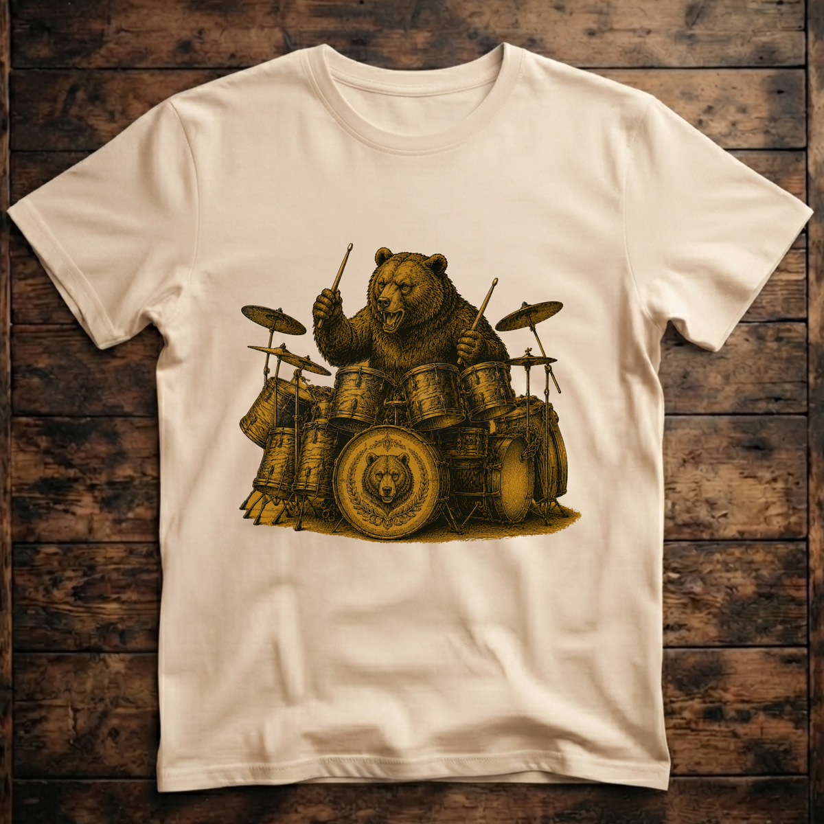 A Cool Bear playing the Drums T-Shirt