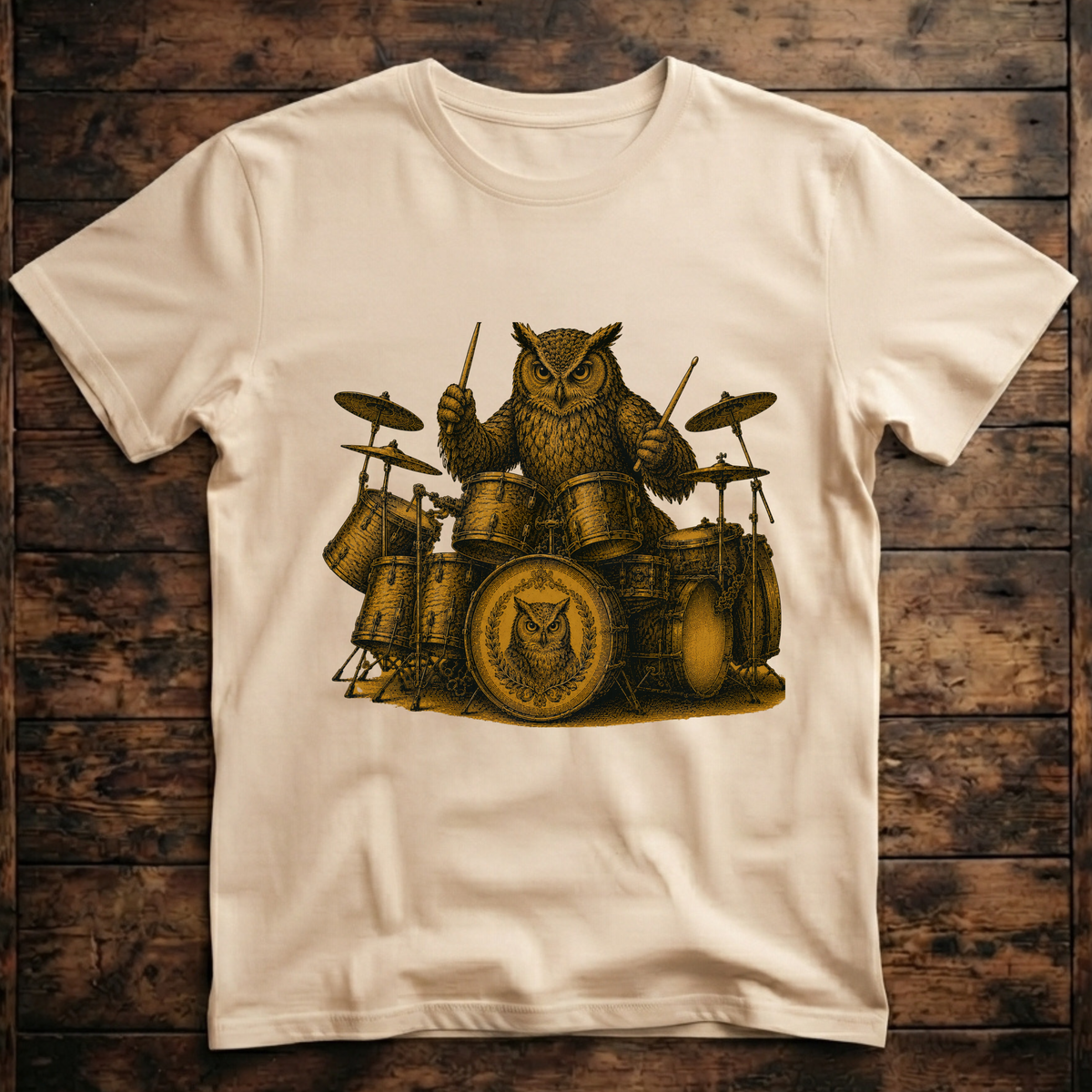 A cool Owl playing the drums T-Shirt