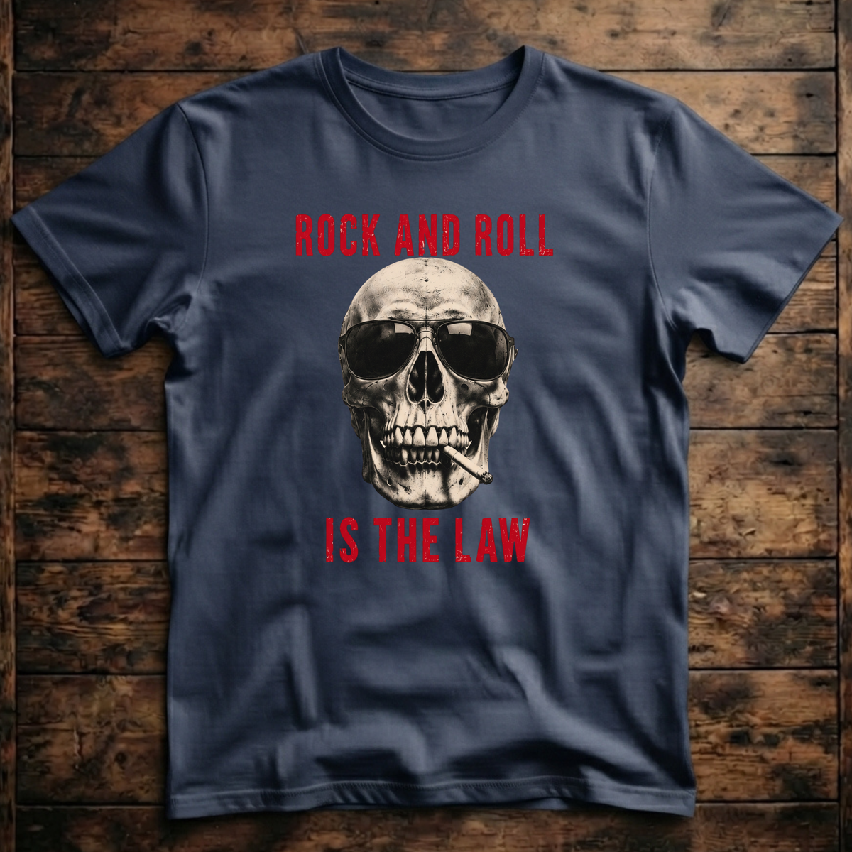 Rock And Roll Is The Law Skull T-Shirt