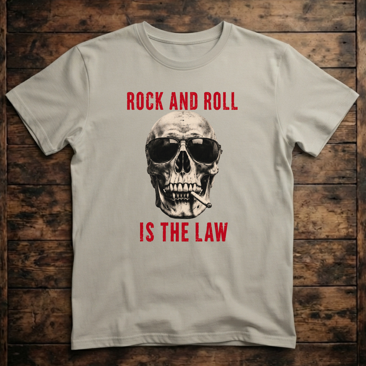 Rock And Roll Is The Law Skull T-Shirt