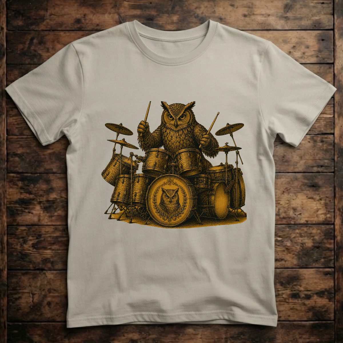 A cool Owl playing the drums T-Shirt
