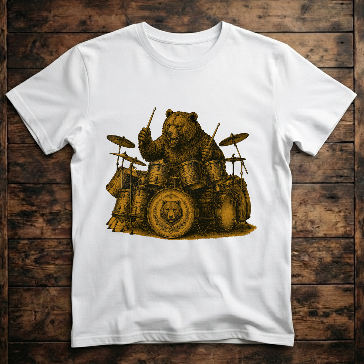 A Cool Bear playing the Drums T-Shirt