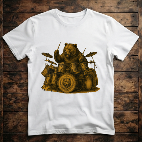 A Cool Bear playing the Drums T-Shirt