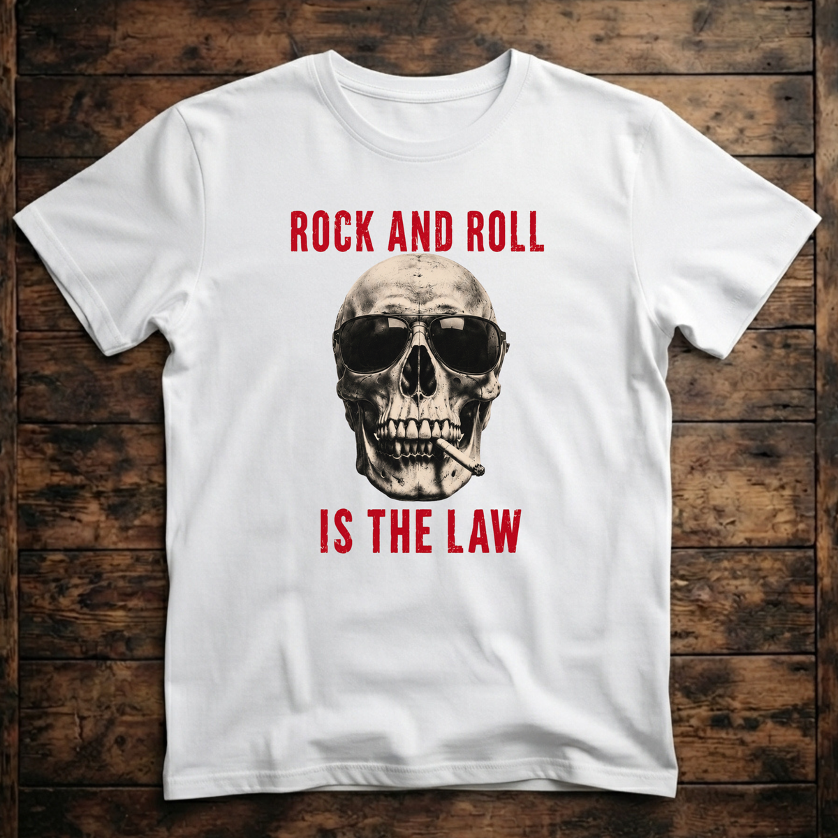 Rock And Roll Is The Law Skull T-Shirt