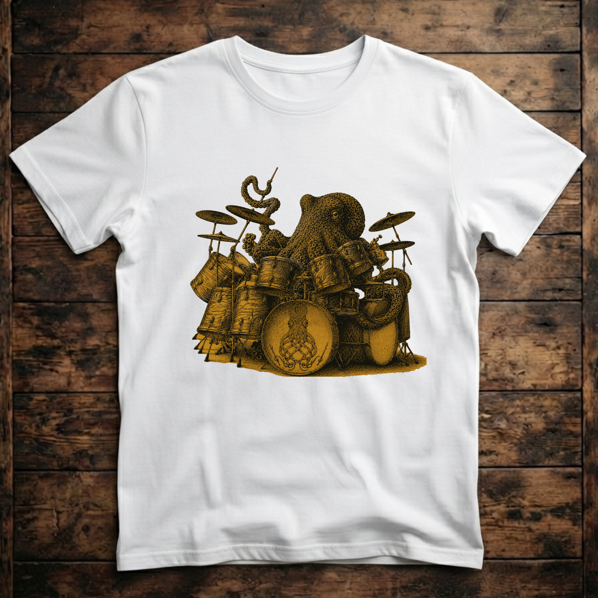 A Cool Octopus playing the Drums T-Shirt