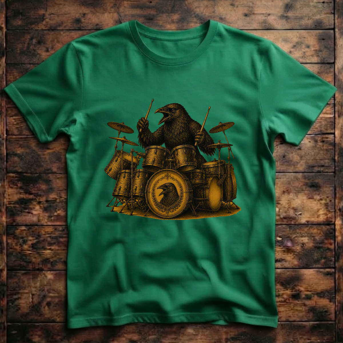 A cool Crow playing the drums T-Shirt